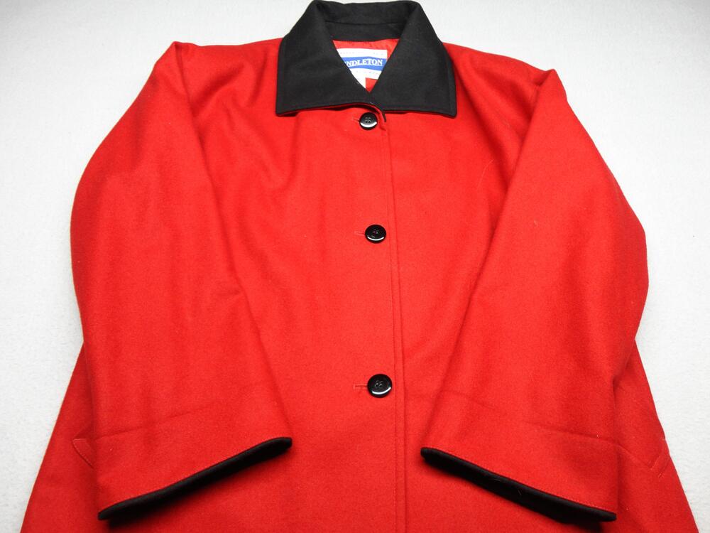 Vintage Pendleton Coat Womens 8 Red Wool Single Breasted Mid Length Lined USA